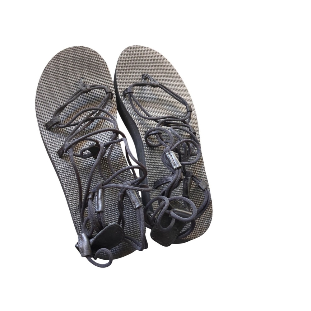NWOT-Sz-11-Teva Voya Infinity Gladiator Sandals Black Lace Up Flat 1019622 - Picture 3 of 4
